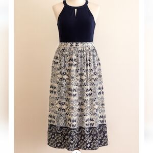 Vince Camuto Blue and White Halter Maxi Sundress